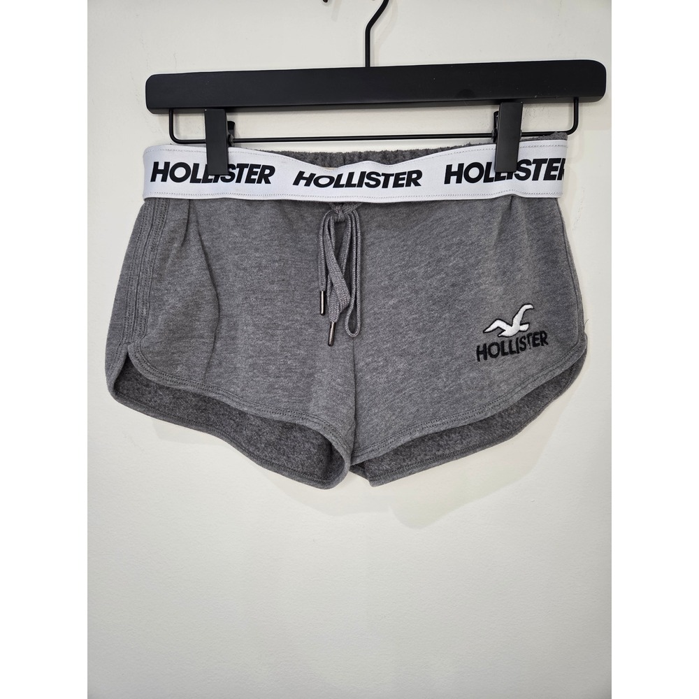 Hollister Vintage XS Gray Logo Elastic Foldover Waistband Lounge Sweat Shorts